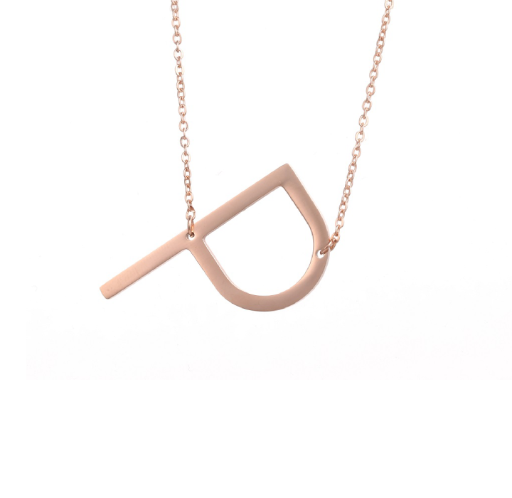 18K GoldPlated Sideway Initial Necklace  Rose Gold  P