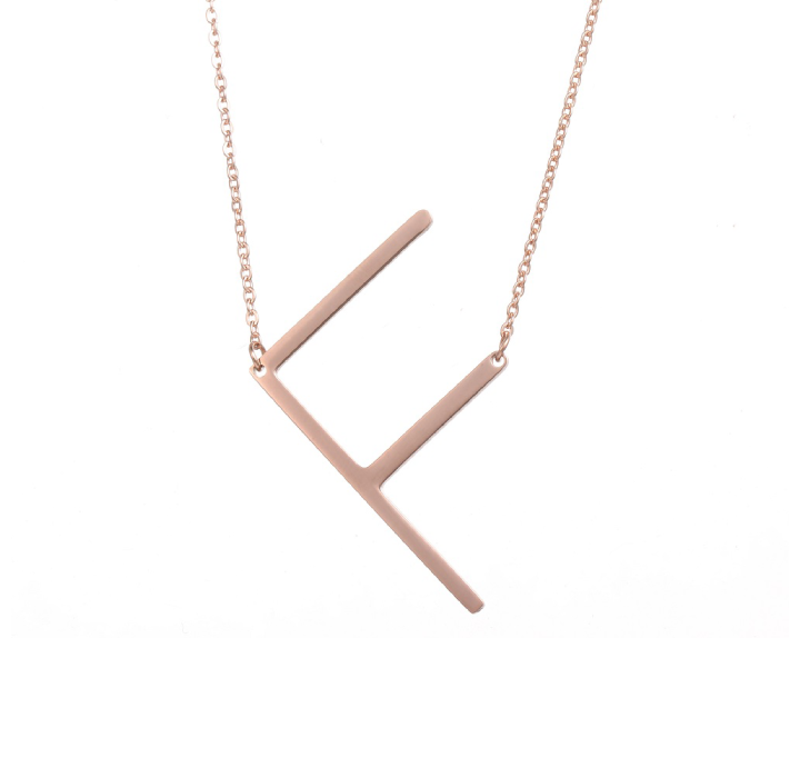 18K GoldPlated Sideway Initial Necklace  Rose Gold  F
