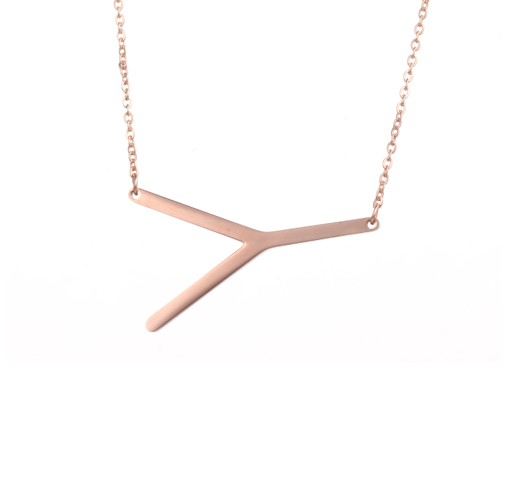 18K GoldPlated Sideway Initial Necklace  Rose Gold  Y
