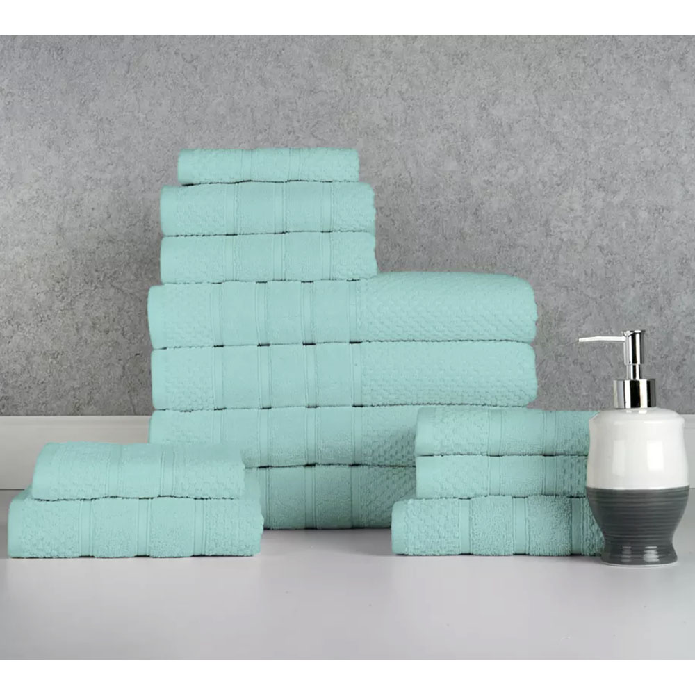 Bibb Home&reg; 12-Piece Egyptian Cotton Towel Set - Popcorn Aqua
