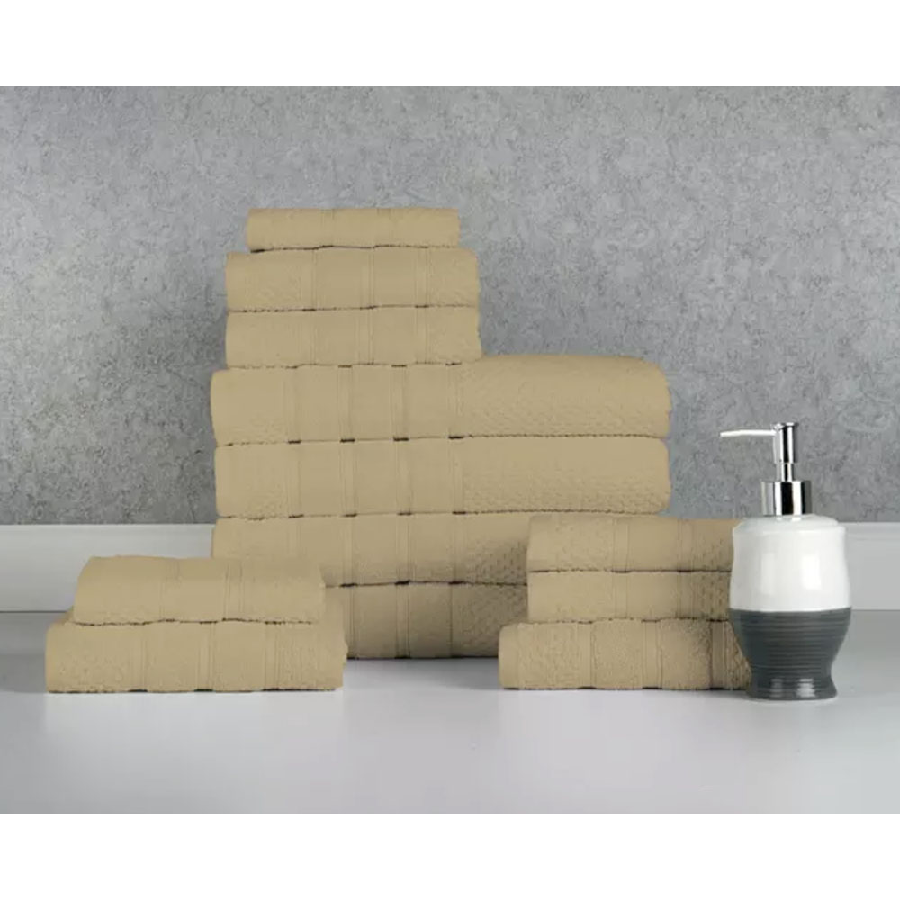 Bibb Home® 12-Piece Egyptian Cotton Towel Set - Popcorn Linen