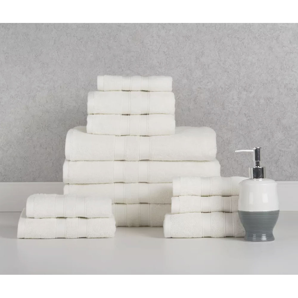 Bibb Home® 12-Piece Egyptian Cotton Towel Set - Solid Ivory