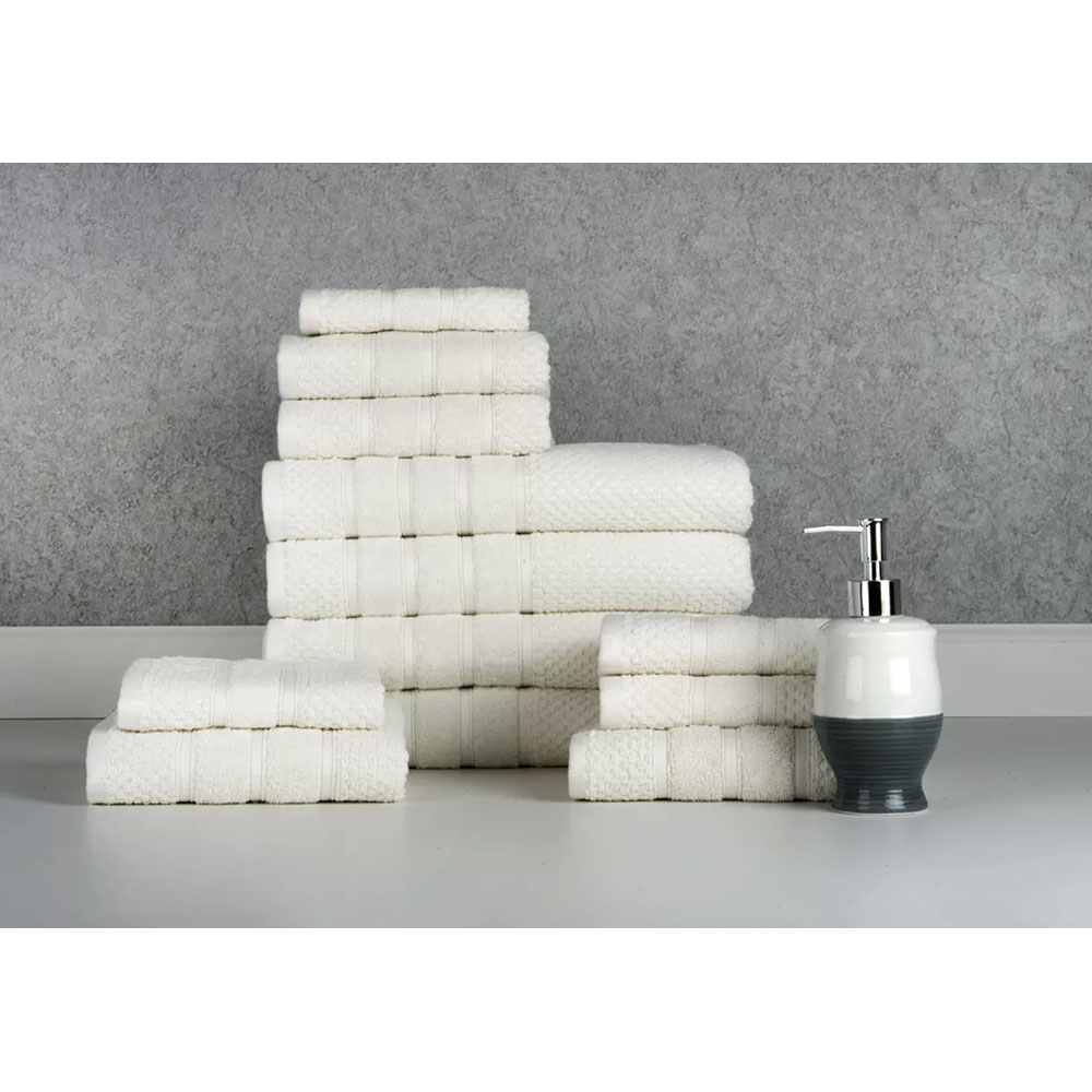 Bibb Home® 12-Piece Egyptian Cotton Towel Set - Popcorn Ivory