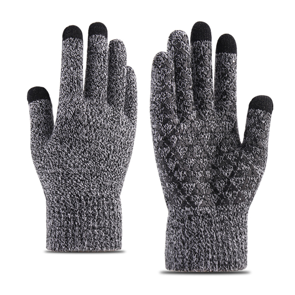 Three-Finger Touchscreen Gloves with Silicone Nonslip Palm Grip - Black + White