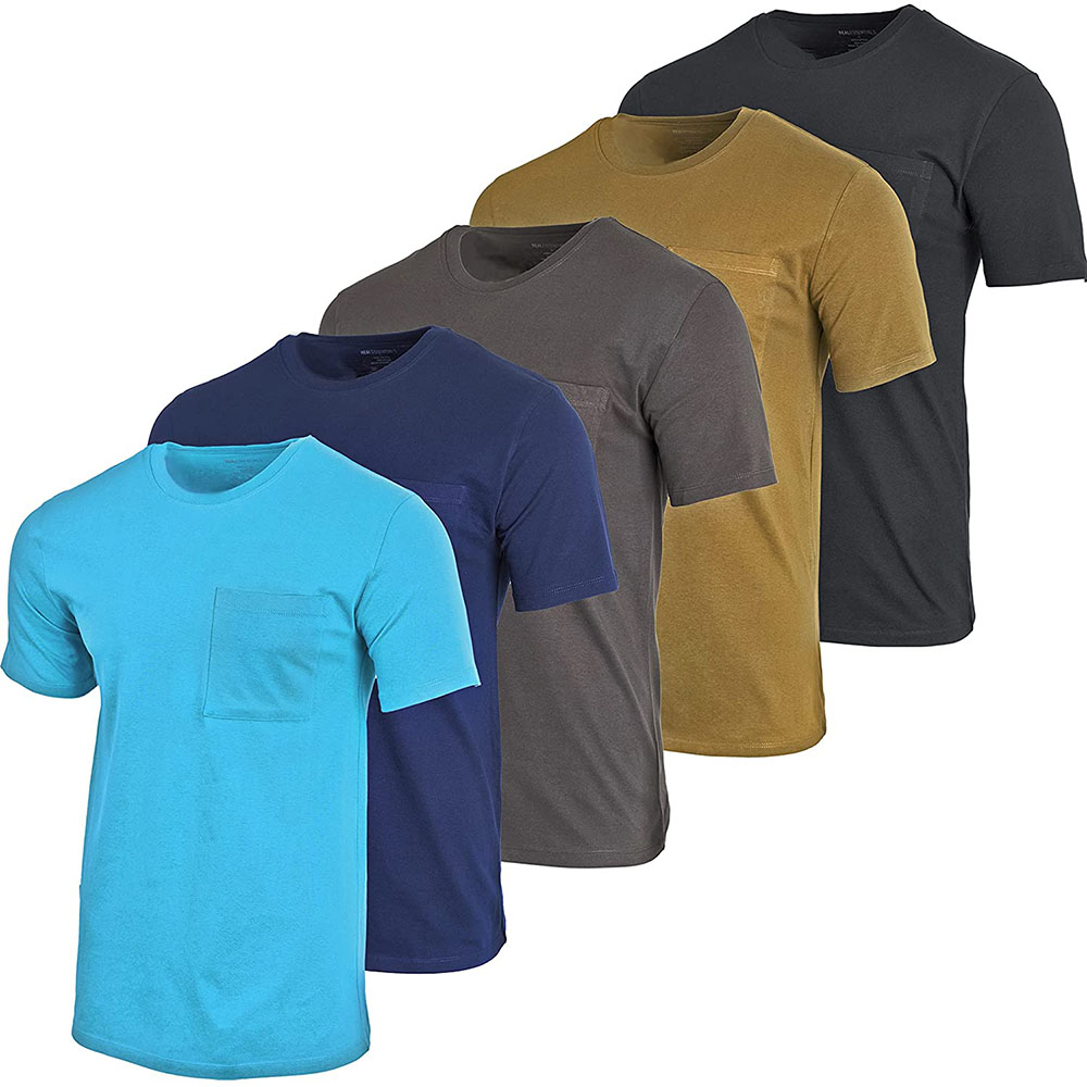 Men's Cotton Crew Neck Pocket T-Shirts (5-Pack) - SET 3- Small