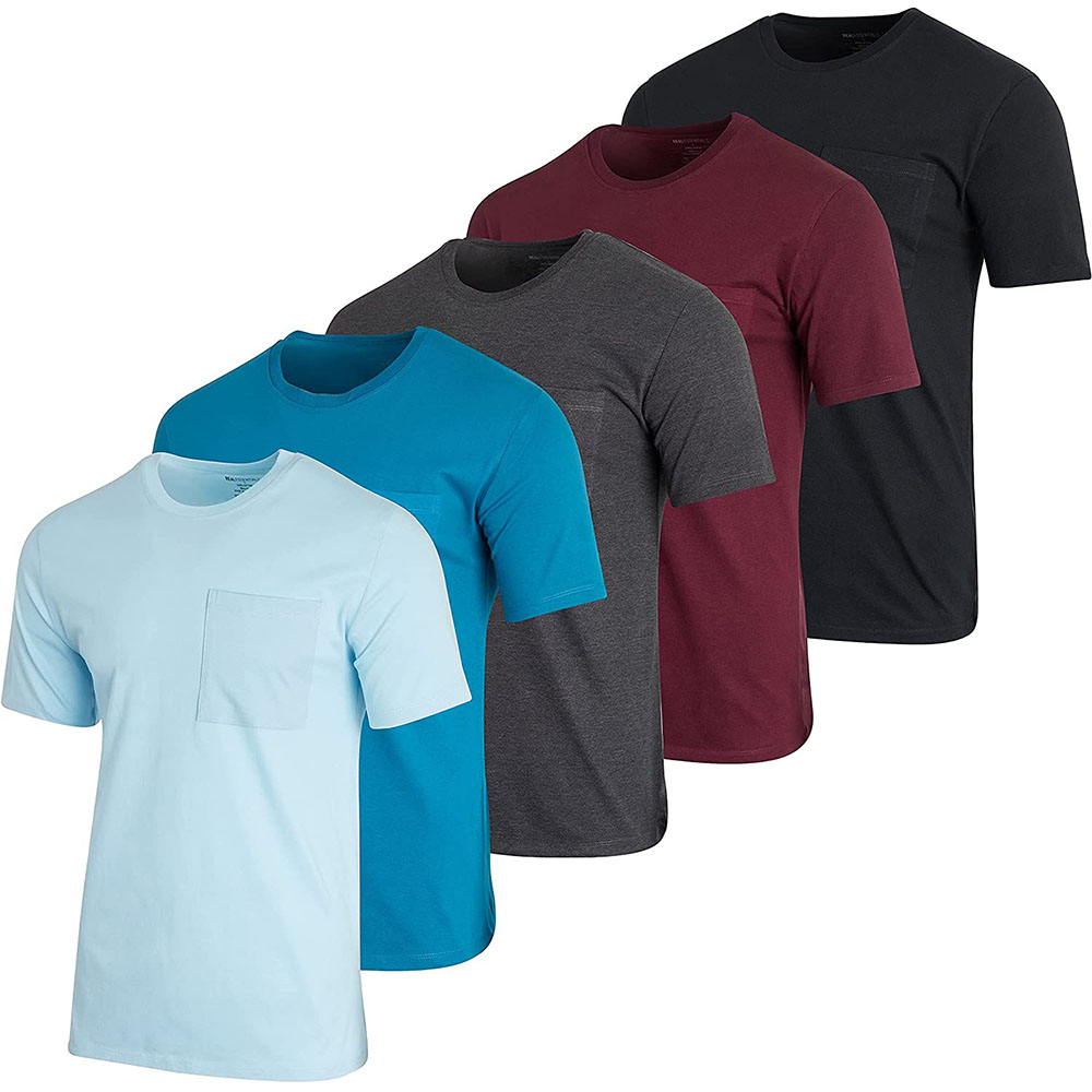 Men's Cotton Crew Neck Pocket T-Shirts (5-Pack) - SET 5- Small
