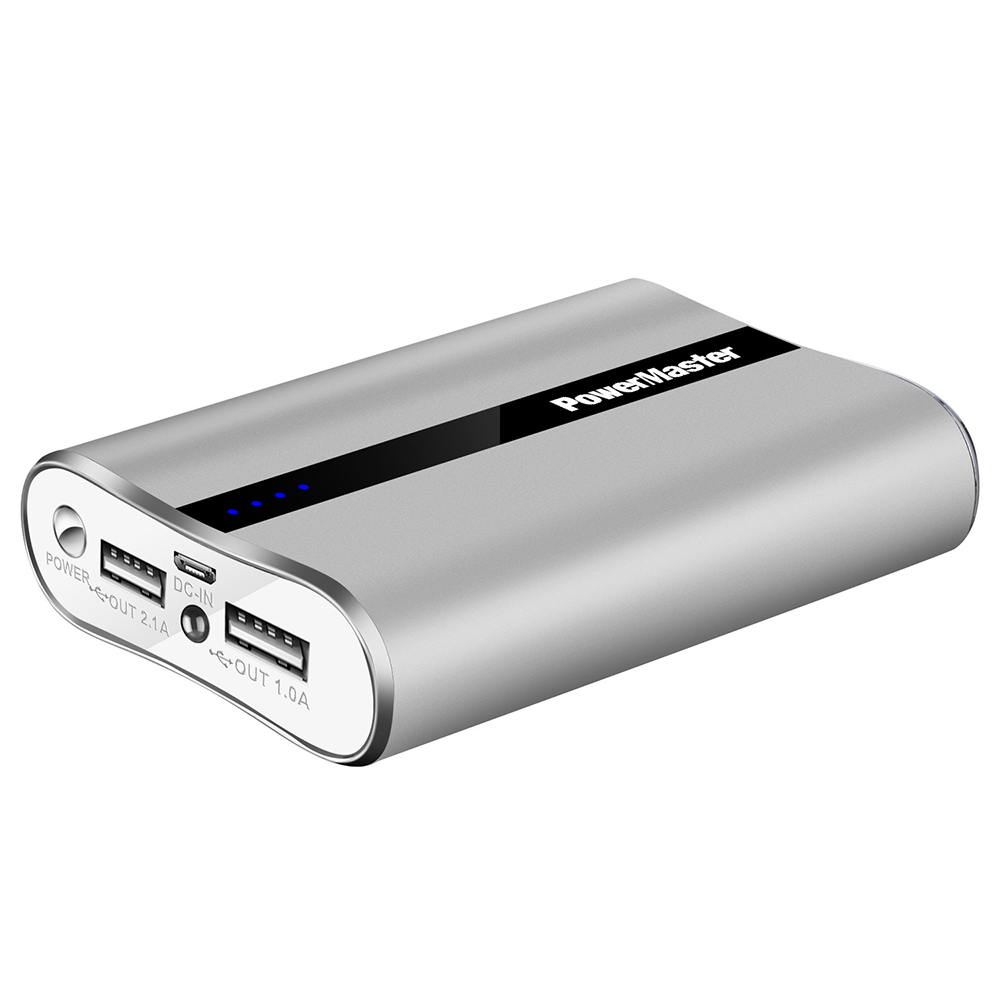 PowerMaster&trade; 12,000mAh Portable 3.1A Power Bank with Dual USB Ports - Silver