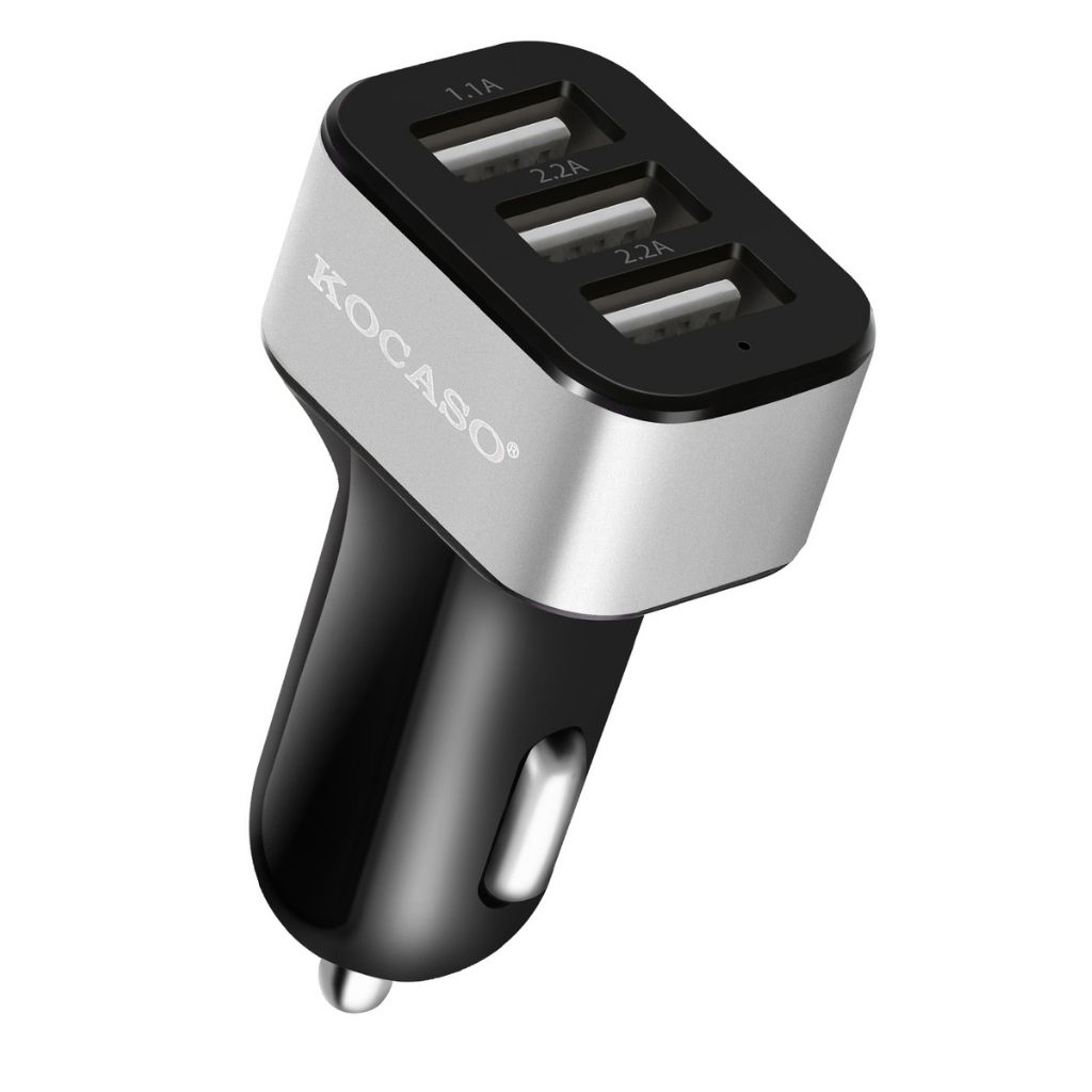 KOCASO® 3-Port 30W High-Speed Car Charger Adapter - Silver