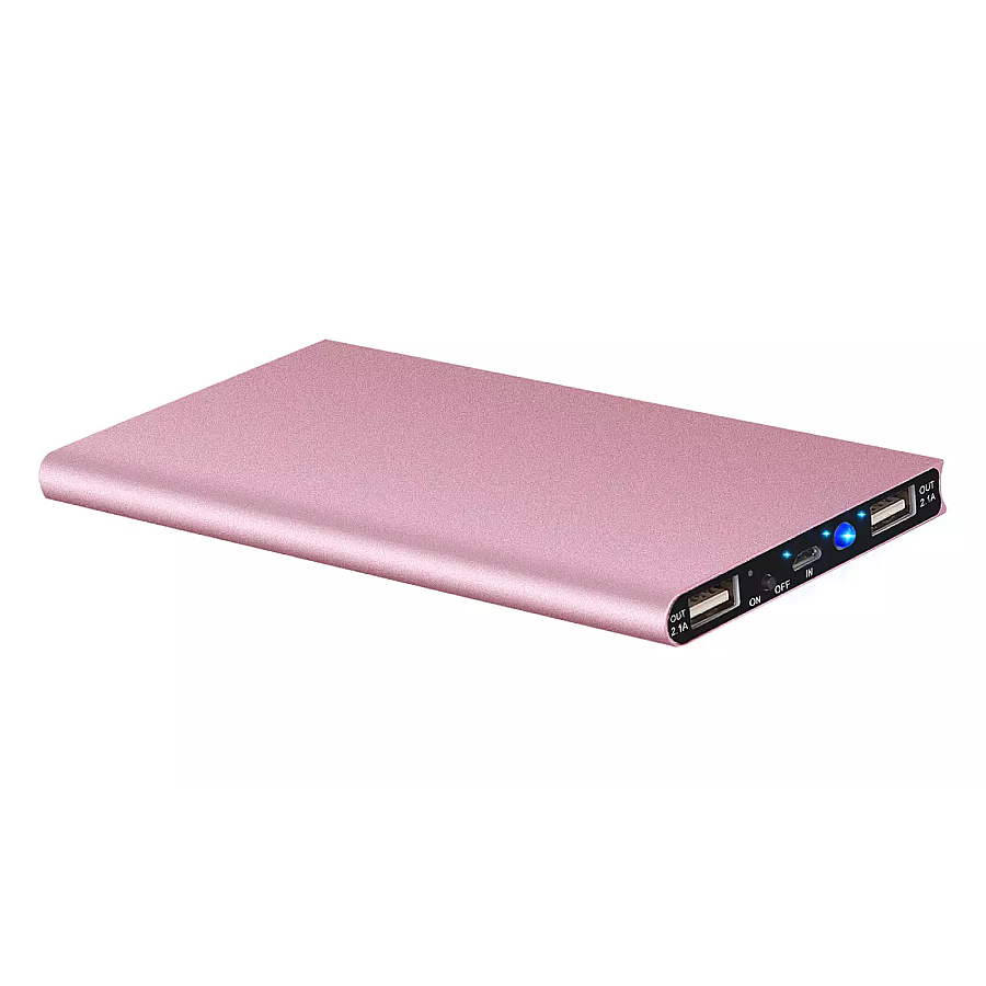 20,000mAh Power Bank with Dual USB Ports & LED Flashlight - Rose Gold