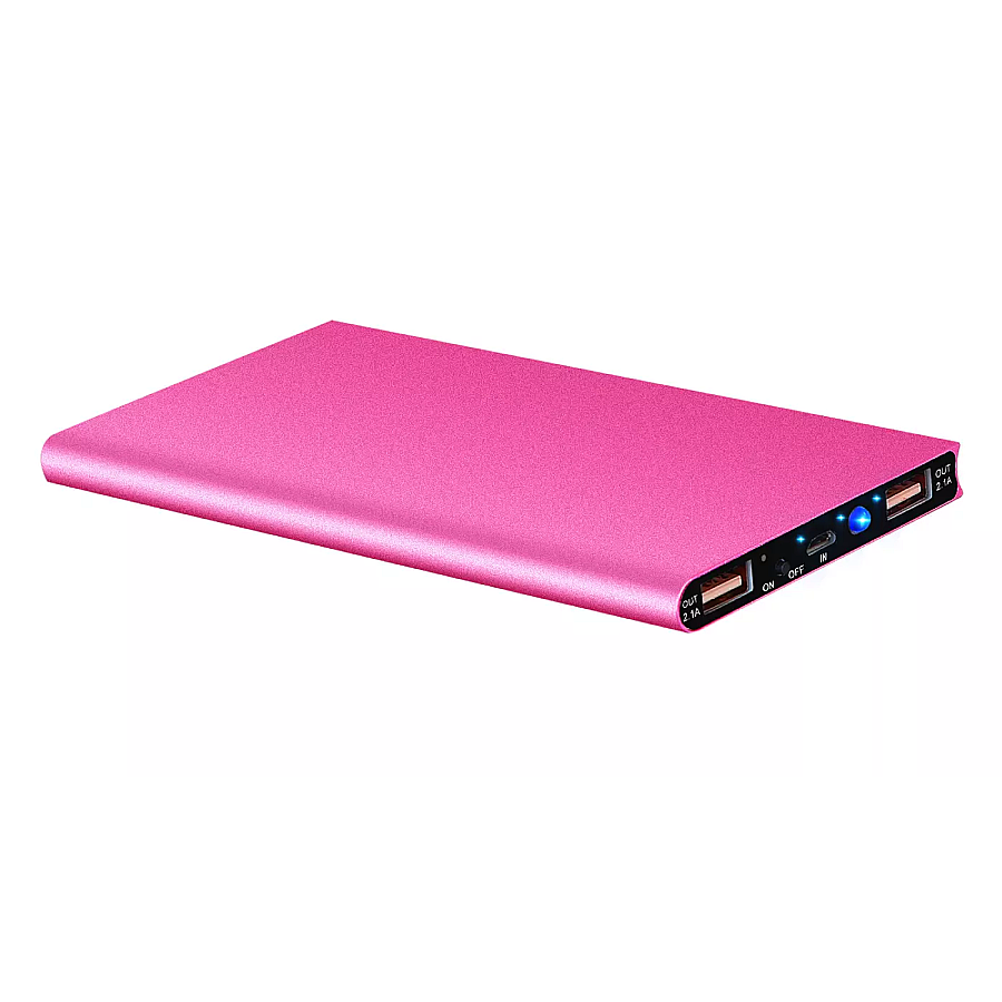 20,000mAh Power Bank with Dual USB Ports & LED Flashlight - Hot Pink