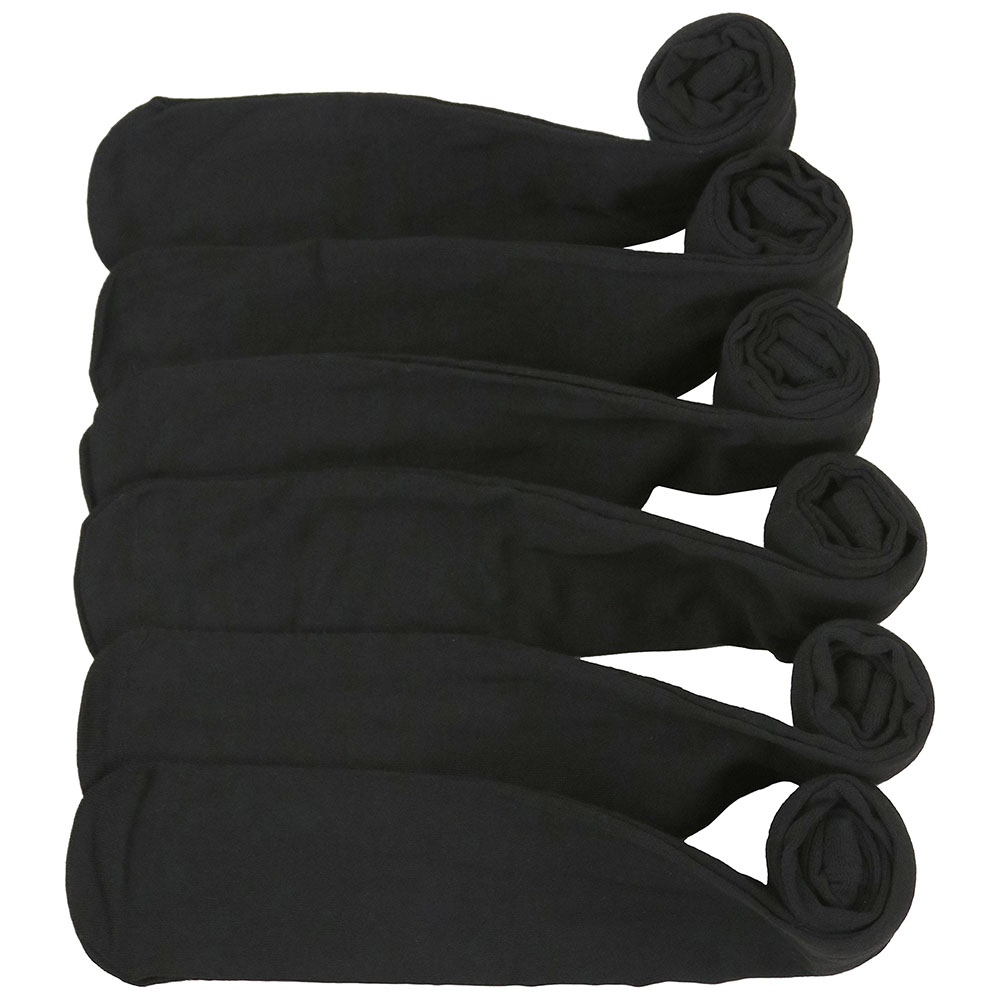 Girls' Solid Colored Winter Tights (6-Pack) - Black - Medium