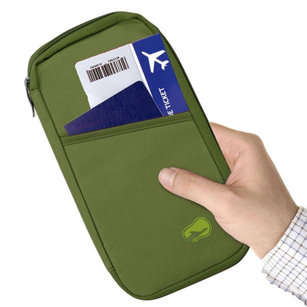 WaterResistant Travel Zipper Case for Passport Phone Cards and More  Limon Green