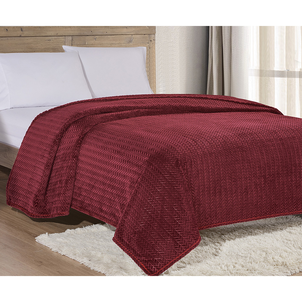 Sheradian Chevron Jacquard Braided Blanket - Twin - Burgundy