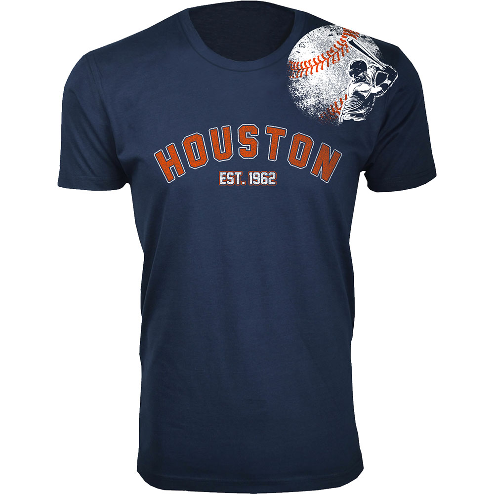 Men's Batter-up Baseball T-Shirt - Houston - Navy / 2XL