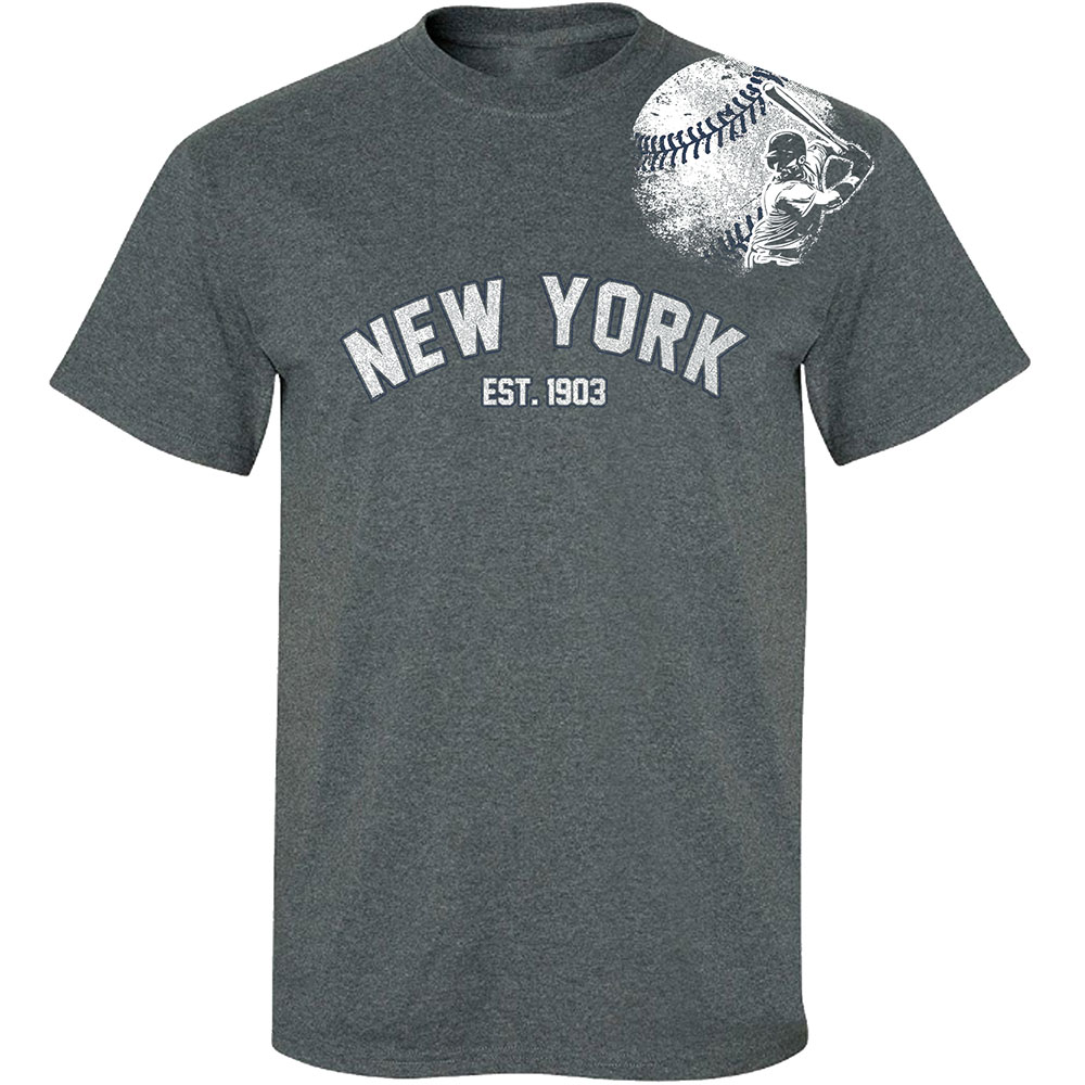 Men's Batter-up Baseball T-Shirt - New York - H.Grey / 2XL