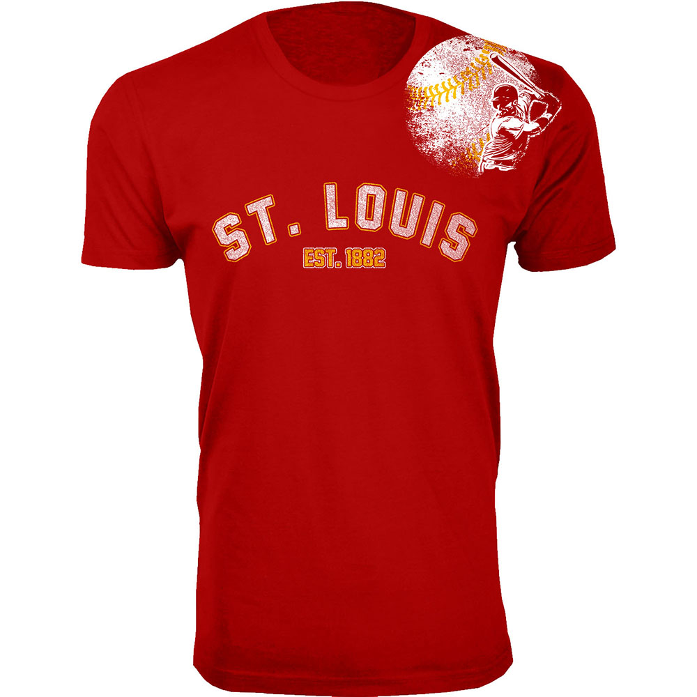 Mens Batterup Baseball TShirt  St Louis  Red  S