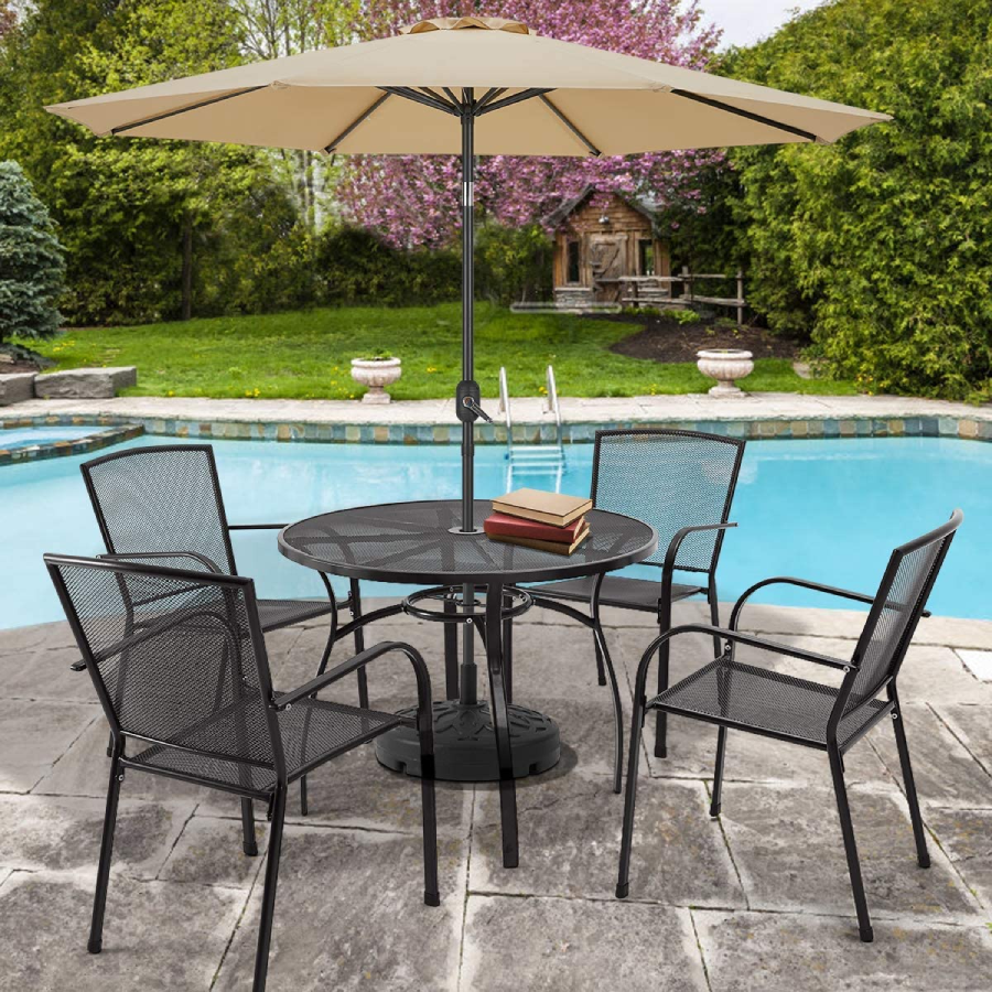 Round or Rectangle 5-Piece Metal Outdoor Patio Dining Set - 37.2 "Round Table