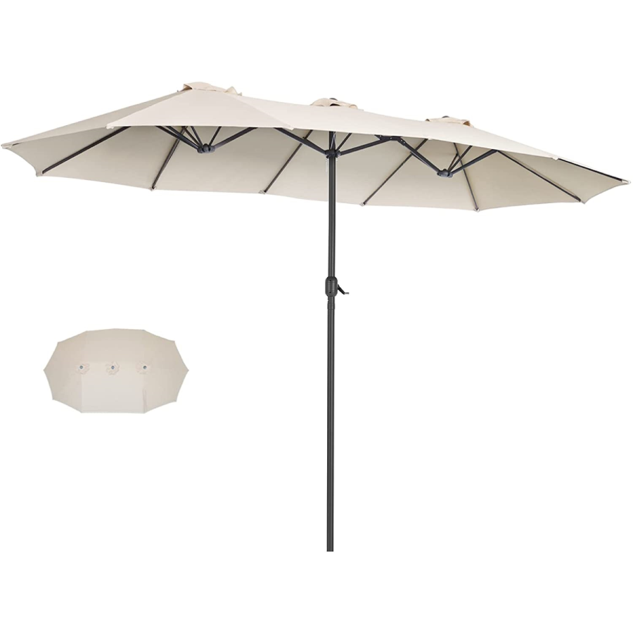 Outdoor 15' X 9' Double-sided Patio Umbrella - Beige