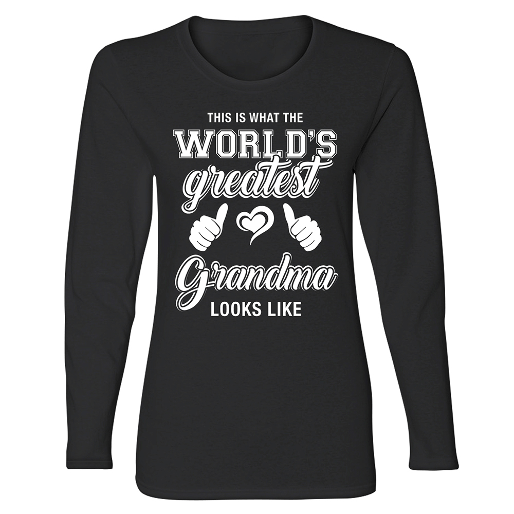 Greatest Blessings Mother's Day Long Sleeve Shirt - World's Grandma - Black / L
