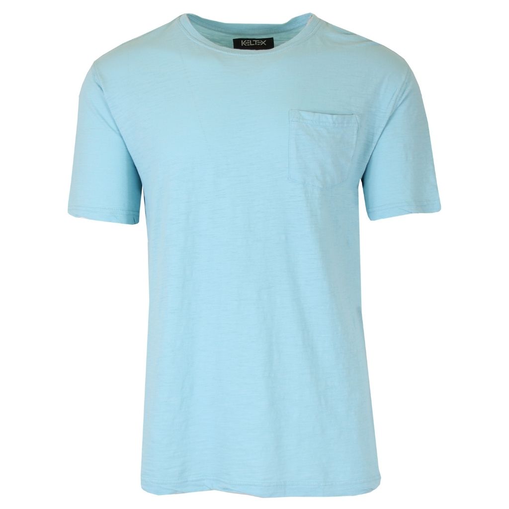 Men's Short Sleeve Crew Neck Tee with Chest Pocket - Large - Sky Blue