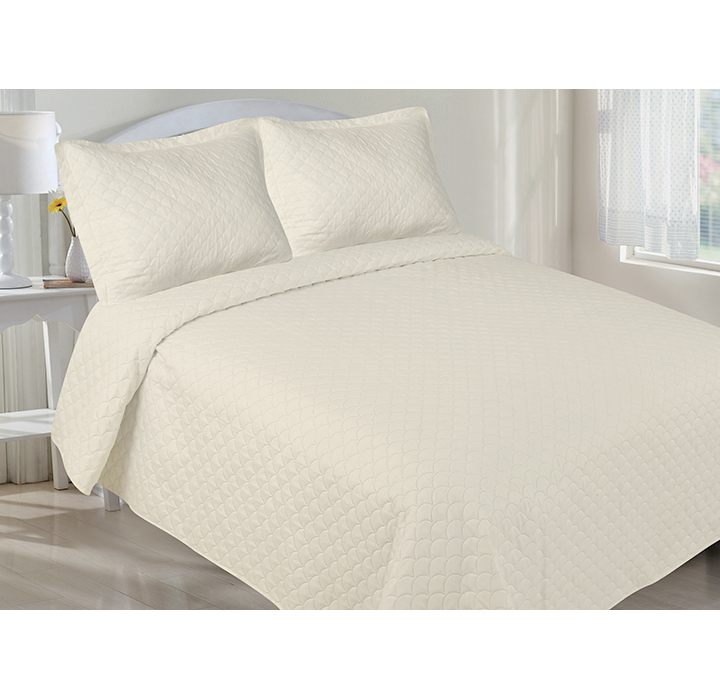 Microfiber Pinsonic Shells Quilt Set  - Twin - Khaki