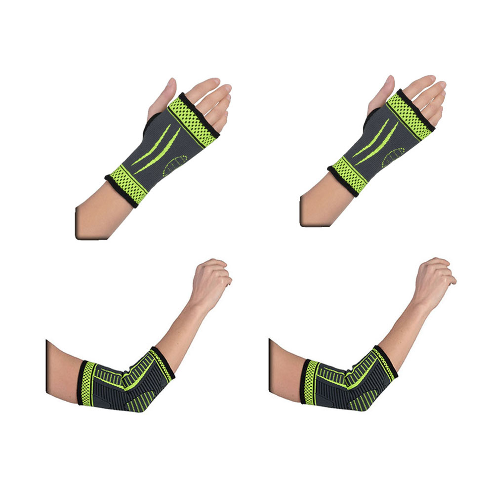 Flexible Stretch Joint Compression Sleeve Support Brace (Multi-Pack) - ELBOW x2 - PALM x2