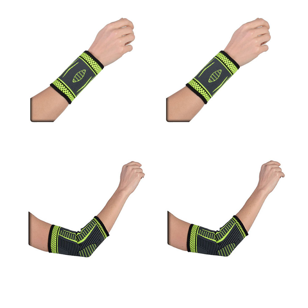 Flexible Stretch Joint Compression Sleeve Support Brace (Multi-Pack) - ELBOW x2 - WRIST x2