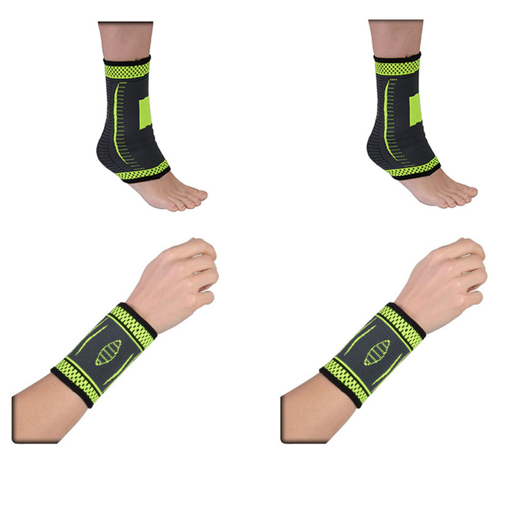 Flexible Stretch Joint Compression Sleeve Support Brace (Multi-Pack) - ANKLE x2 - WRIST x2