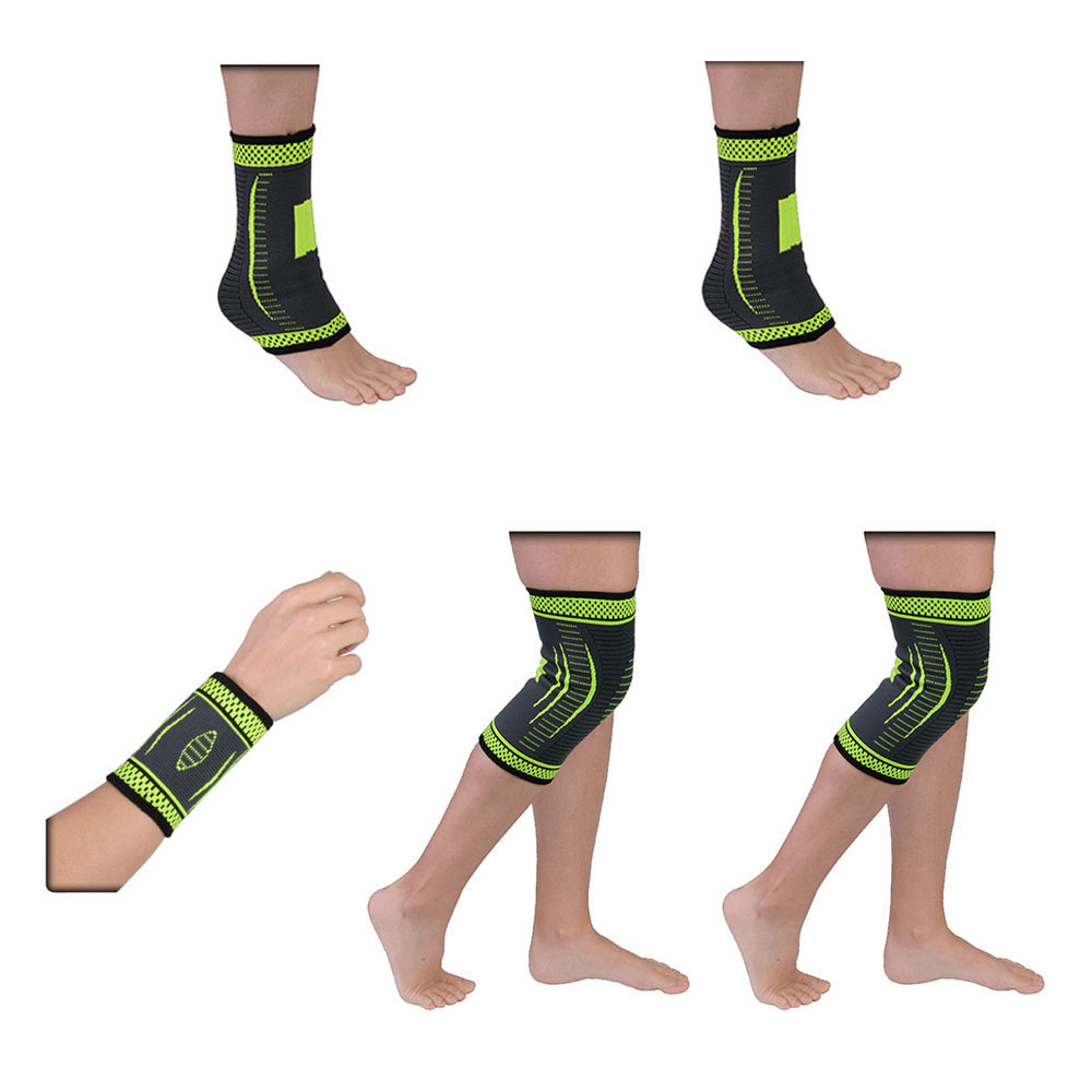 Flexible Stretch Joint Compression Sleeve Support Brace (Multi-Pack) - KNEE x2 - ANKLE x2 - WRIST x1