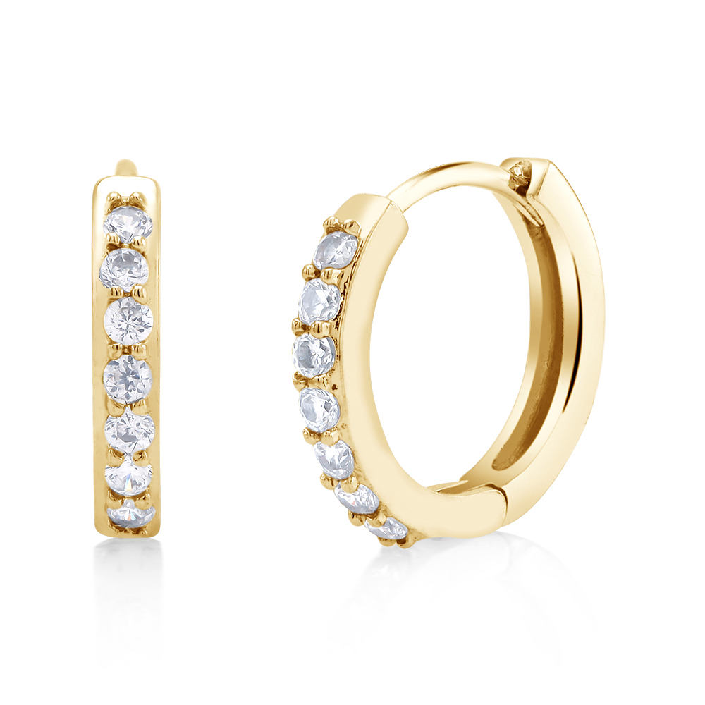 Cubic Zirconia 18K GoldPlated Huggie Earrings  Yellow