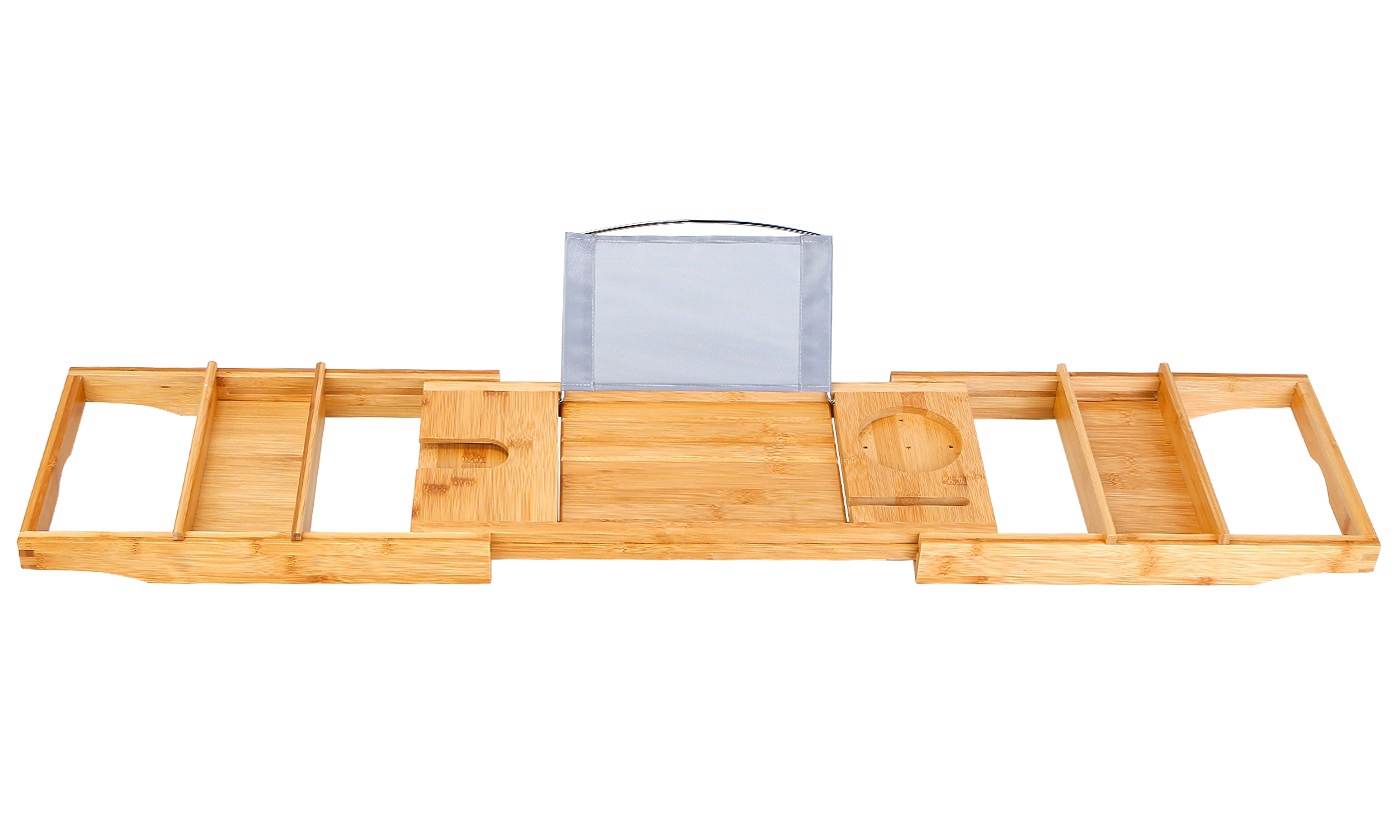 NewHome™ Bamboo Adjustable Width Bathroom Caddy Tray - Bathroom Caddy Tray - Bamboo