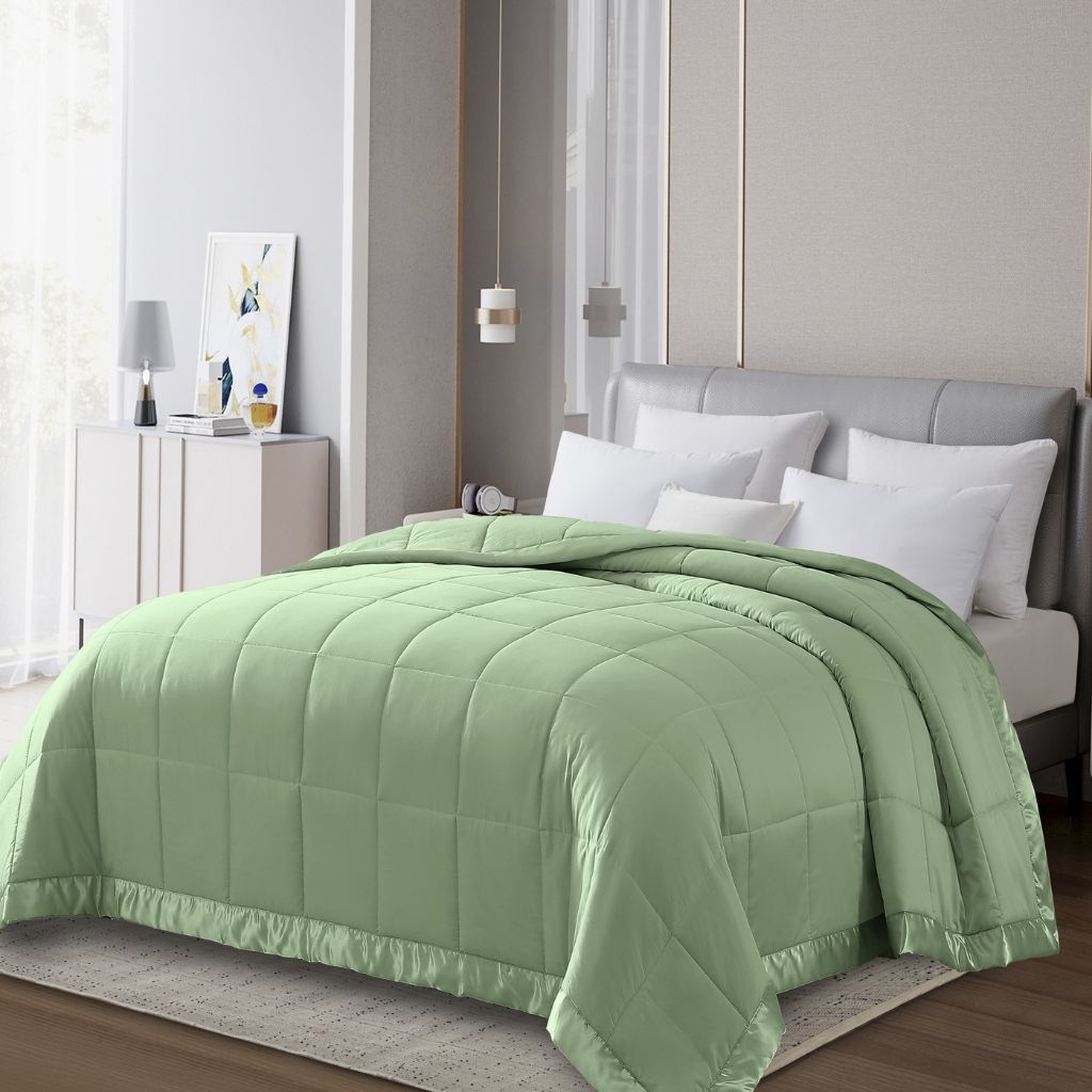 Solid Color Microfiber Down Alternative Blanket - Full/Queen - Sage