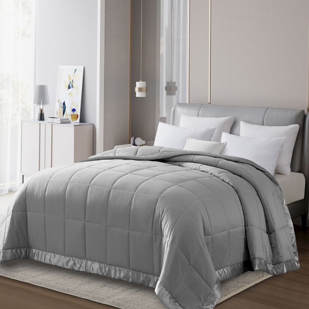 Photos - Duvet LCM HOME FASHIONS Solid Color Microfiber Down Alternative Blanket - Full/Queen - Gray D002M