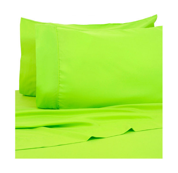 Photos - Bed Linen Private Label Bright Deep Pocket Hypoallergenic 4-Piece Sheet Set - Queen - Lime Green 1128QNGN