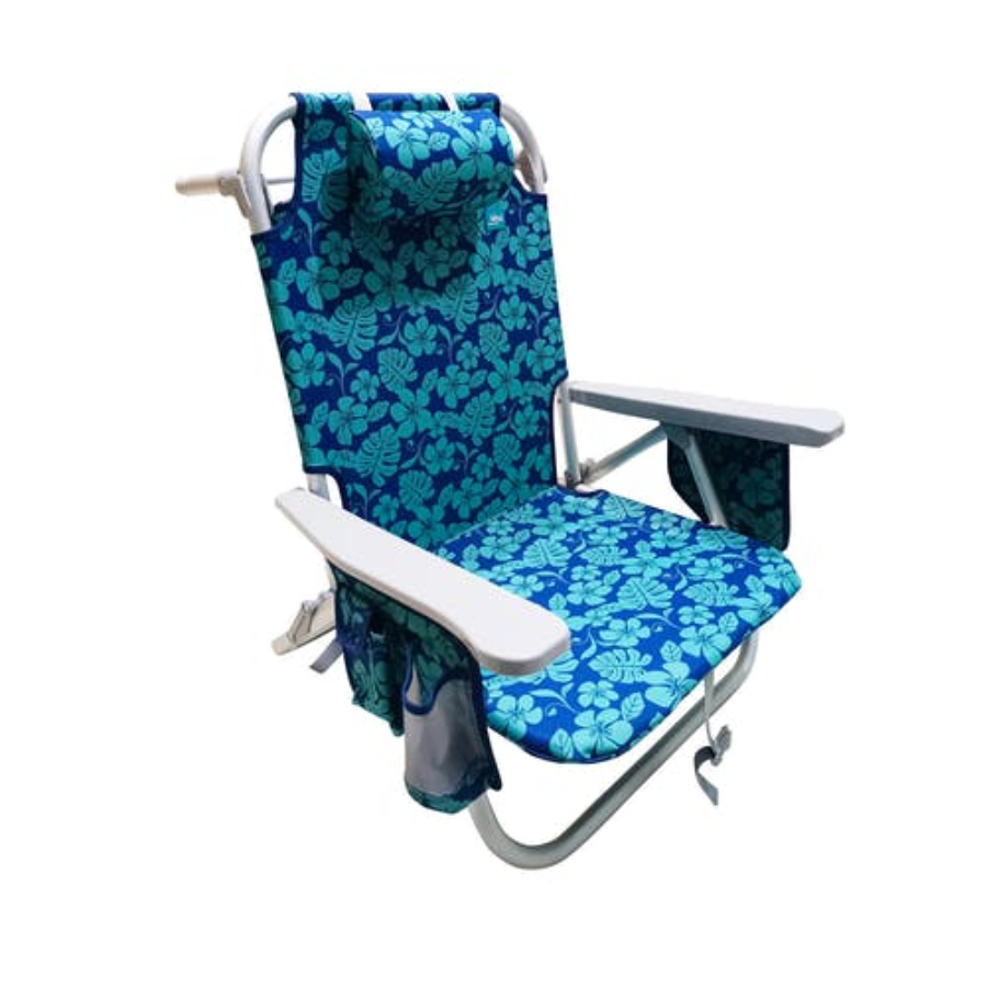Bliss Hammocks® 5-Position Reclining & Folding Beach Chair - Blue Flower