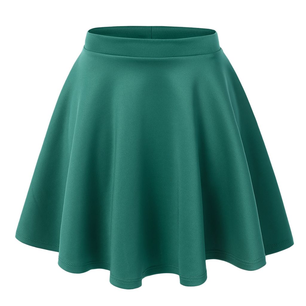 Women's Basic Stretchy Flared Casual Mini Skater Skirt - Large - Jade
