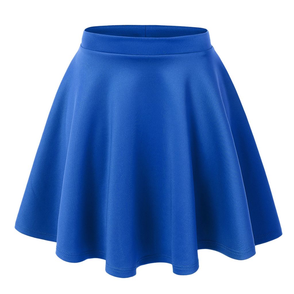 Women's Basic Stretchy Flared Casual Mini Skater Skirt - Medium - Royal Brite