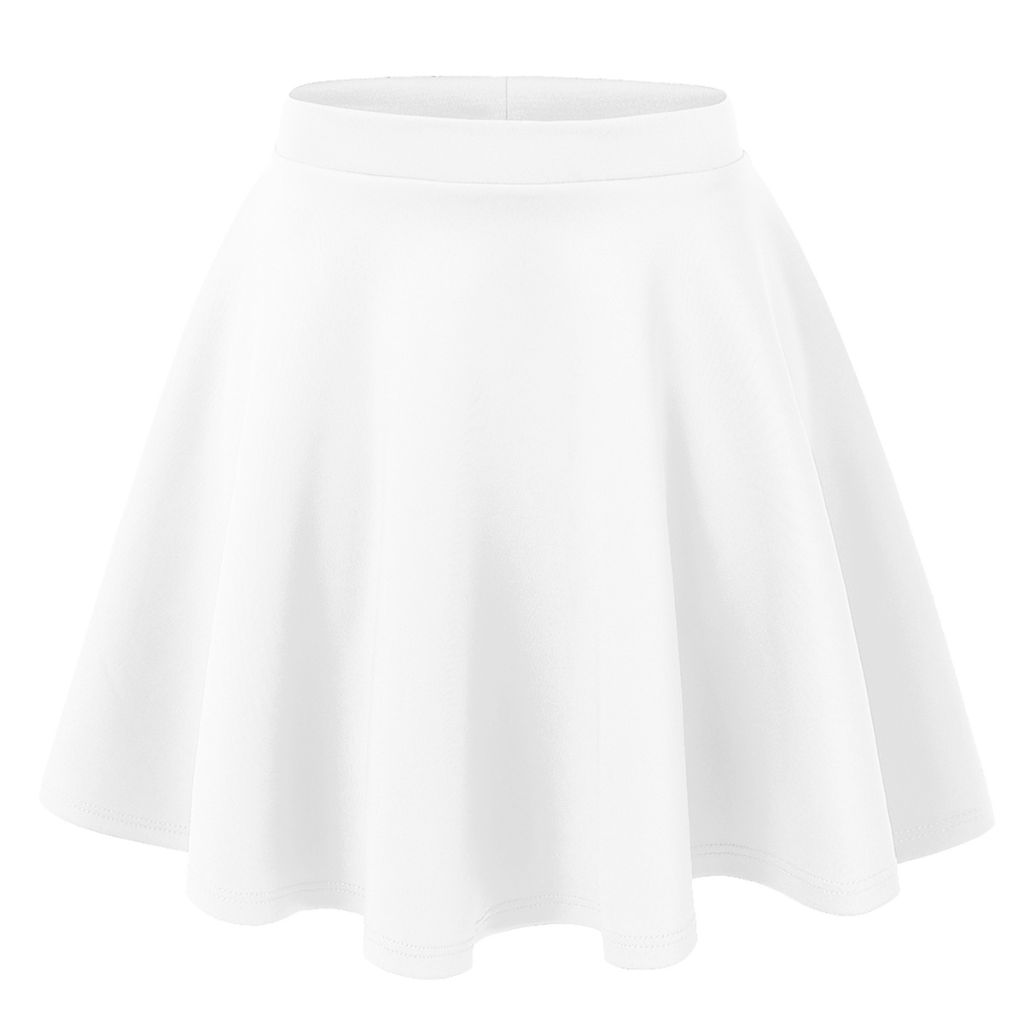 Women's Basic Stretchy Flared Casual Mini Skater Skirt - Large - White