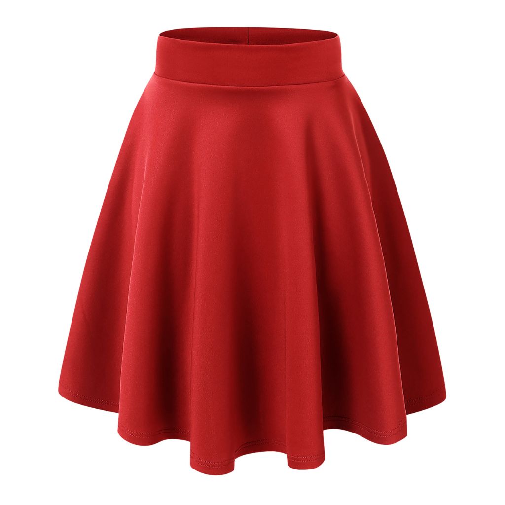 Women's Versatile Stretchy Flared Casual Skater Skirt - X-Small - Red