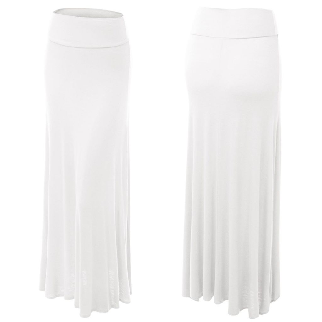 Women's Fold-over Maxi Skirt - Large - White