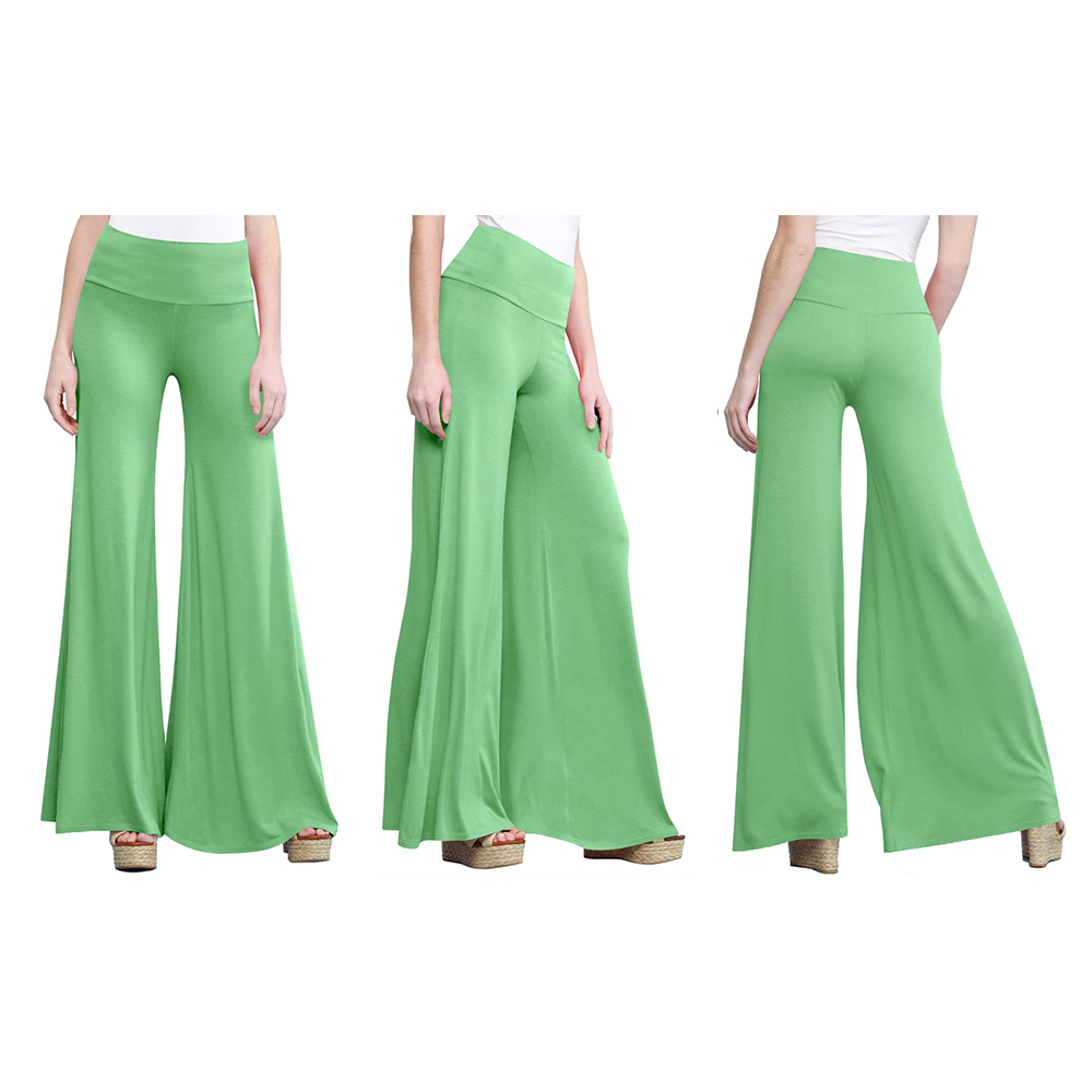 Women's Casual Comfy Wide Leg Palazzo Lounge Pants - Mint - 3XL