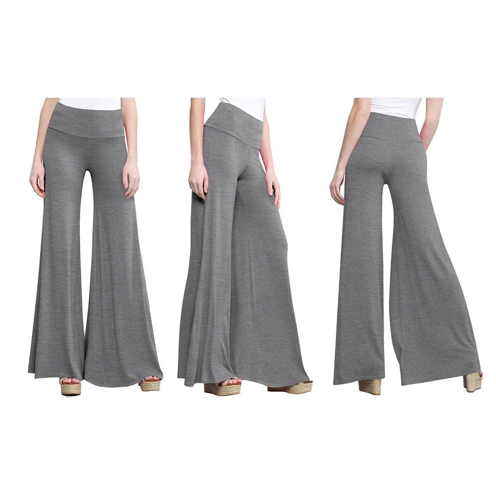 Women's Casual Comfy Wide Leg Palazzo Lounge Pants - Heather Dark Gray - 2XL