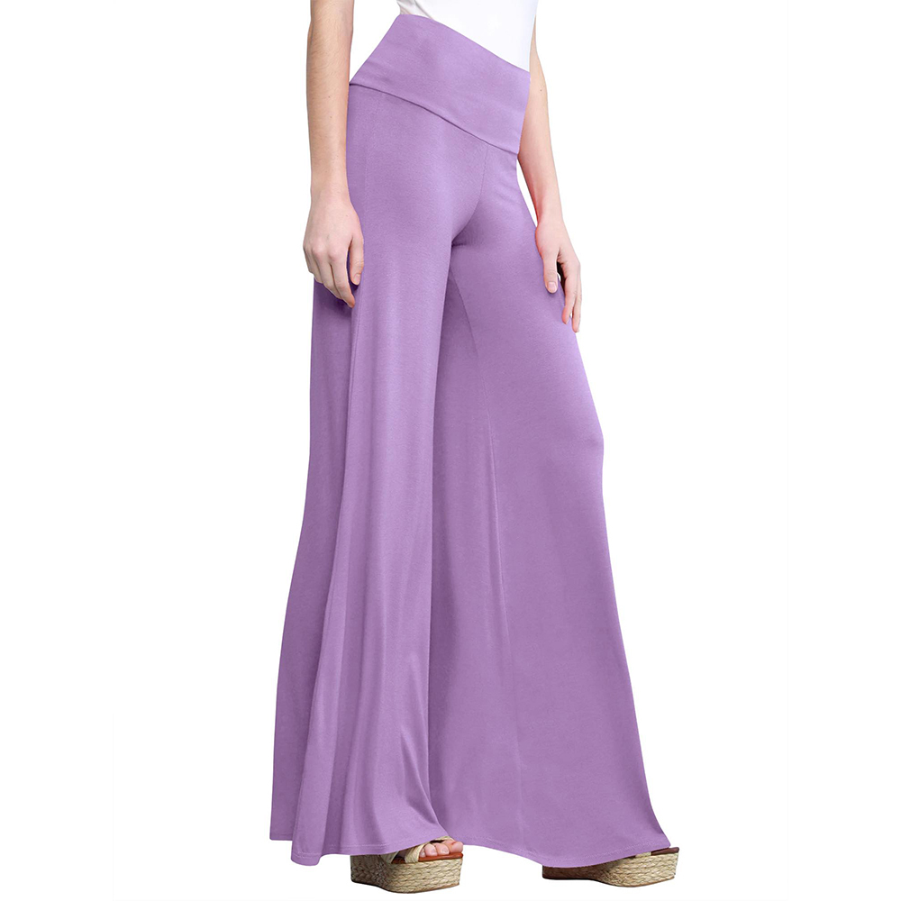 Women's Casual Comfy Wide Leg Palazzo Lounge Pants - Lavender - X-Large