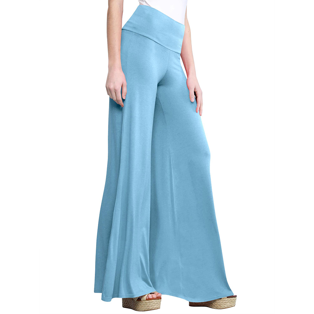 Women's Casual Comfy Wide Leg Palazzo Lounge Pants - Light Blue - X-Large