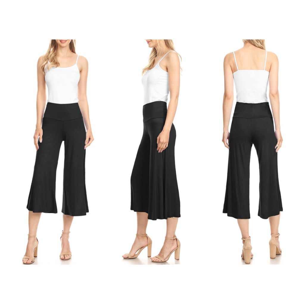 Cropped Wide-Leg Lounge Pants - Small - Black