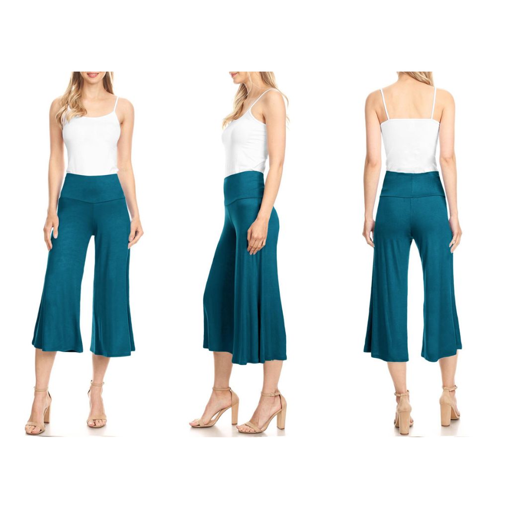 Cropped Wide-Leg Lounge Pants - X-Large - Teal