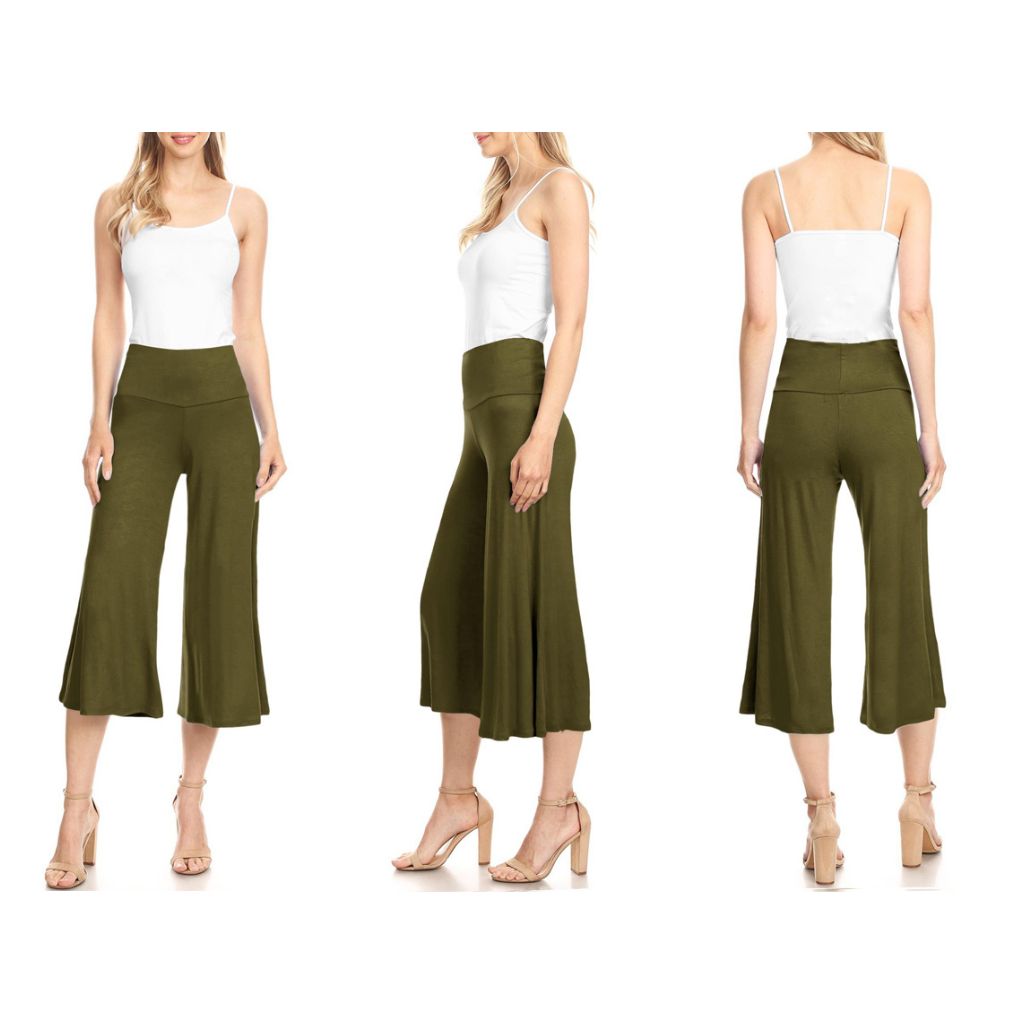Cropped Wide-Leg Lounge Pants - X-Large - Olive
