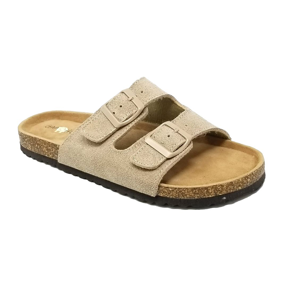 GaaHuu™ Women's Genuine Leather 2-Strap Footbed Sandal - 8 - Tan