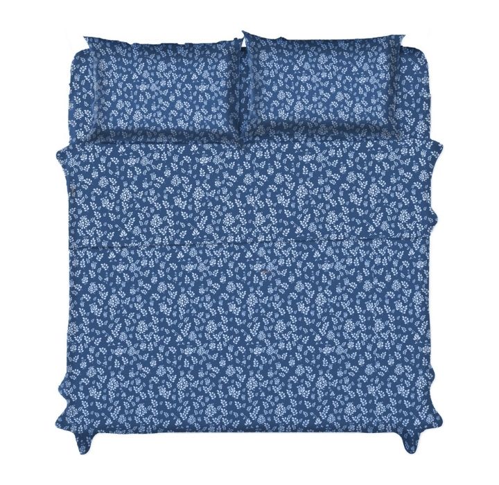 Photos - Bed Linen Hannah Linen 4-Piece Microfiber Floral Sheet Set, Deep Pocket, Ultra-Soft Bedding - 4-PIECE FLORAL KING NAVY FLORALKNAVY