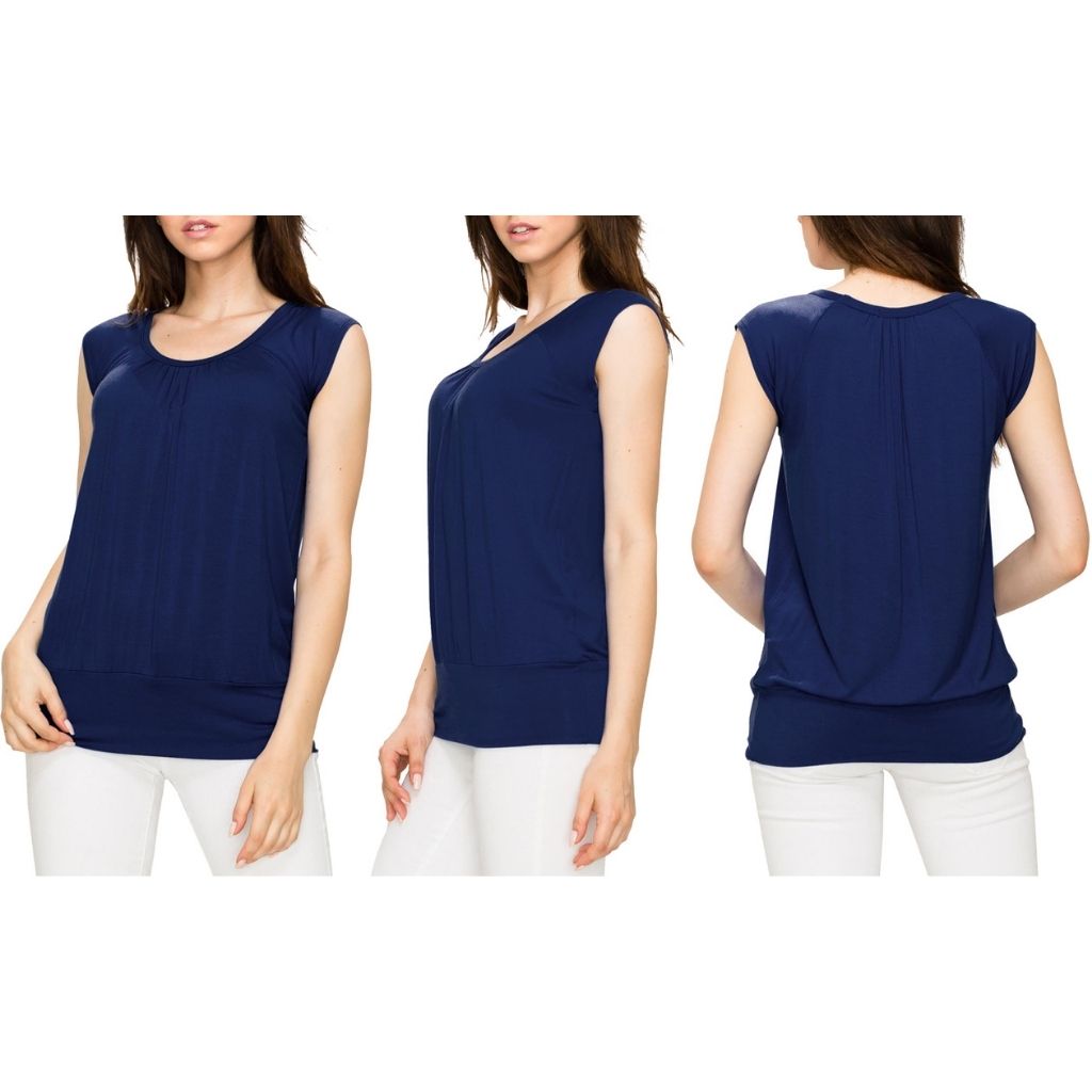 Women's Scoop Neck Short Sleeve Top - 3X-Large - Navy